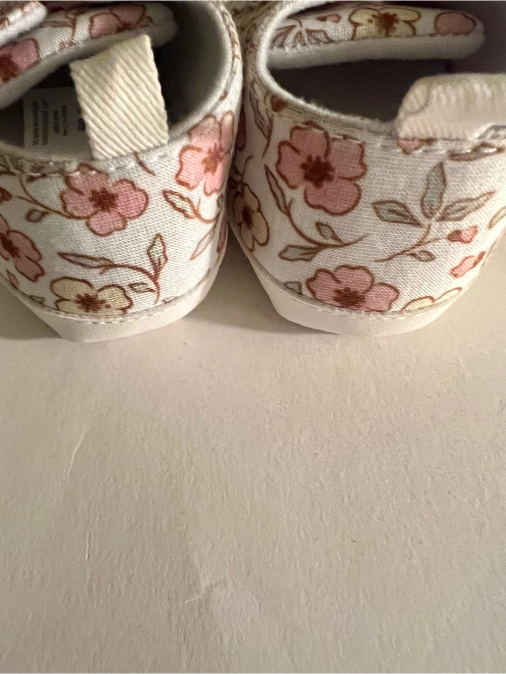 Carter's Floral Baby Shoes with Pink Flower Accent. Size 3-6 mo - Picture 5 of 6